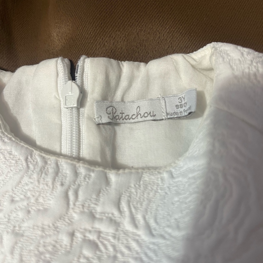 Charming White Textured Kids Dress - Picture 5 of 9